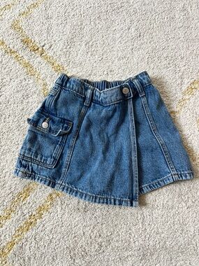 Zara Light Blue Girls Denim Skort with Cargo Detail